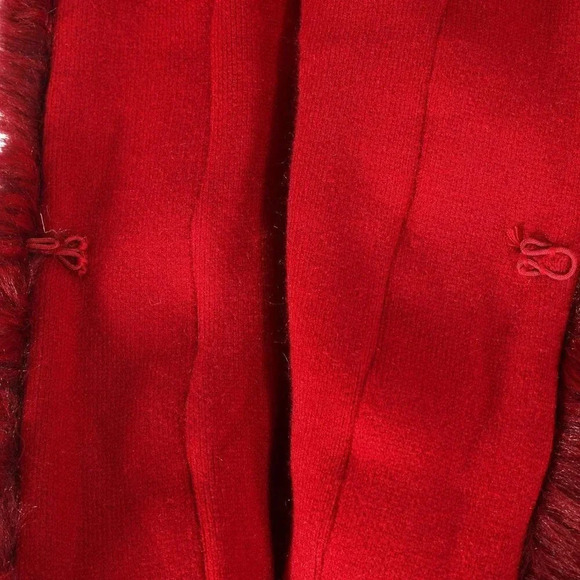 Zlyc Women Winter Faux Fur Shawl Stole Warm Wrap Cape - Red - Picture 6 of 7